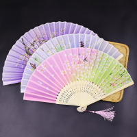 1pc High Quality Chinese Style Printing Folding Fan Vintage Silk Fan Household Art Craft Home Ornaments Birthday Party Gift