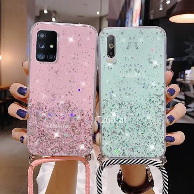 （shine electron）เคสโซ่สลิงนิ่มหรูหรา,เคส Samsung Galaxy กลิตเตอร์แวววาวสำหรับ A13 A03 A23 A73 A53 A33 4G 5G S21 S22เป็นพิเศษบวก S23 FE