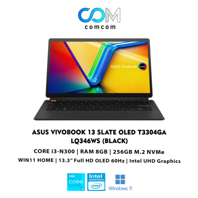 NOTEBOOK 2 IN 1 (โน้ตบุ๊คแบบแยกคีย์บอร์ด) ASUS VIVOBOOK 13 SLATE OLED T3304GA-LQ346WS (Black)  BY CINCIN