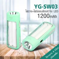 Telecorsa ไฟฉาย+ไฟนิออนส่องสว่าง LED (YG-SW03) YG-SW03 คละสี  โคมไฟฉุกเฉิน รุ่น Torchlight-table-light-desk-light-portable-1200mHA-05f-Song