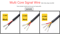 16AWG สีดำ1ม. 2 3 4แกนสายเคเบิลหุ้มฉนวนพีวีซีสายรอยัลปลอกสายไฟสัญญาณลวด UL2464