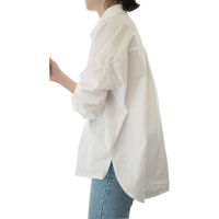 Korean สไตล์ Oversize ผ้าฝ้ายสีขาวเสื้อผู้หญิงลำลองเสื้อแขนยาว Tops