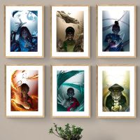HD Canvas Wall Art - Avatar โปสเตอร์แอนิเมชั่น Airbender ตัวสุดท้ายที่มี Aang, Zuko, Katara, Toph-เหมาะสำหรับการตกแต่งบ้านในห้อง0921