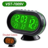 ✒❄✉ 3 IN 1 Thermometer Clock Voltmeter Car LCD Backlight Digital Display Freeze Alert Self-Adhesive Car Styling Luminous Clock