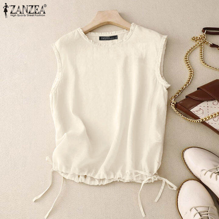 สินค้ามาใหม่-จัดส่งฟรี-fancystyle-zanzea-เสื้อกล้ามลำลองสำหรับสตรี-ฝ้ายลินินแบบผ่าคอแข็ง-camisoles-2