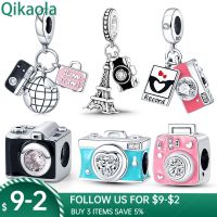 Fit Pandora 925 Original Bracelet 925 Sterling Silver Eiffel Tower Charms Camera Beads Pendant Women DIY Fine Jewelry