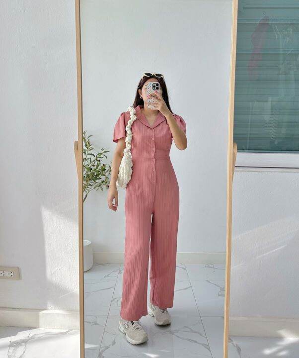 พร้อมส่ง-จั้มสูทขายาว-ผ้าเปลือกไม้-jj32