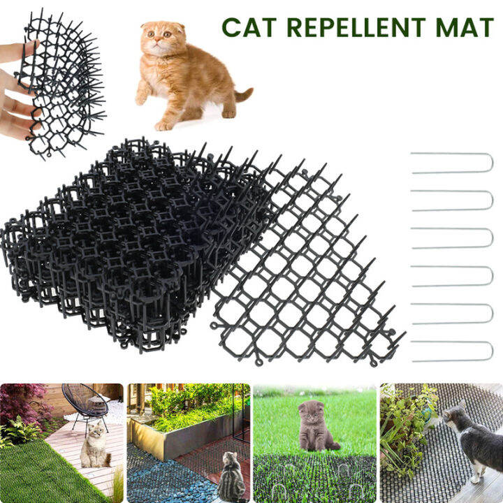 12pcs Cat Scat Mat with 6 Plastic Spikes 6.1 x 7.87 Inch Indoor and