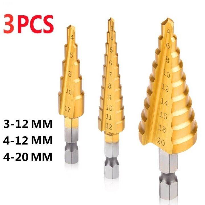 3pcs-hss-straight-groove-step-drill-bit-set-titanium-coated-wood-metal-hole-cutter-core-drill-bit-set