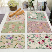 32x42cm Floral Kitchen Placemat Colorful Rose Flower Dining Table Mat Heat Insulation Cup Bowl Coaster Pad Home Decor Coffee Mate