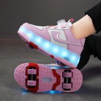 Heelys รองเท้า LED สองล้อสำหรับเด็กผู้หญิง, รองเท้าประกายสำหรับเด็กผู้หญิง, รองเท้าหนังตัดต่ำ, รองเท้าล้อพ่อแม่และลูก