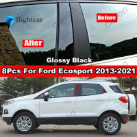 Flightcar สำหรับ Ford Ecosport 2013-2021 8ชิ้นคาร์บอนไฟเบอร์/สีดำหน้าต่างประตูรถเสากลางตัดเสา BC สติ๊กเกอร์วัสดุ PC