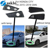 (Ssklo) ไฟตัดหมอกด้านหน้ากันชนไฟตัดหมอกฝาครอบ Hood Garnish สำหรับ HONDA CITY T9J 2015 2016 2017 2018 GM6ไฟตัดหมอก L:71107-T9A-T50 R:71102-T9A-T50