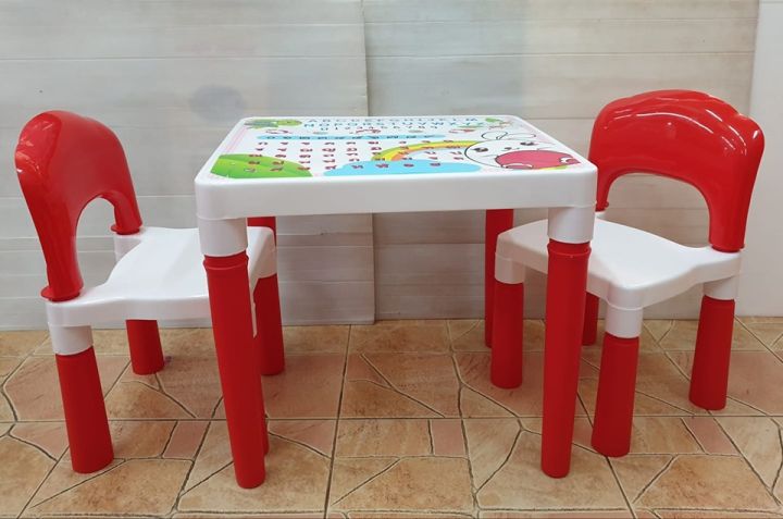 ชุดโต๊ะเด็กอนุบาล-family-set-ชุดโต๊ะทำการบ้านเอนกประสงค์-mvl-ในชุดประกอบด้วยโต๊ะ-เก้าอี้2ตัว
