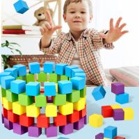 50/100 Pcs/Set 2*2*2cm Colorful Wooden Cube Building Blocks Toy for Kids Educational Toys Squares Stack High Game Brick