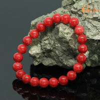 หินทับทิม สีแดง หินราชินี ขนาด 8 มิล Ruby แต่งสี กำไลหินมงคล เป็นตัวแทนแห่งความรักบริสุทธิ์ หินทับทิมแดง หินรูบี้ หินสีแดง by.ออมทอง