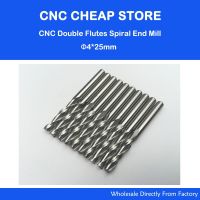 10pcs 4mm Carbide CNC Milling Cutters Tools 2 Double Two ขลุ่ยเกลียว Bit Router End Mill CED 4mm CEL 25mm