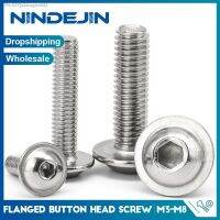 ❉ NINDEJIN Flange Button Socket Head Cap Screw M3 M4 M5 M6 M8 Stainless Steel Round Head with pad Hexagon Socket Screw Bolt