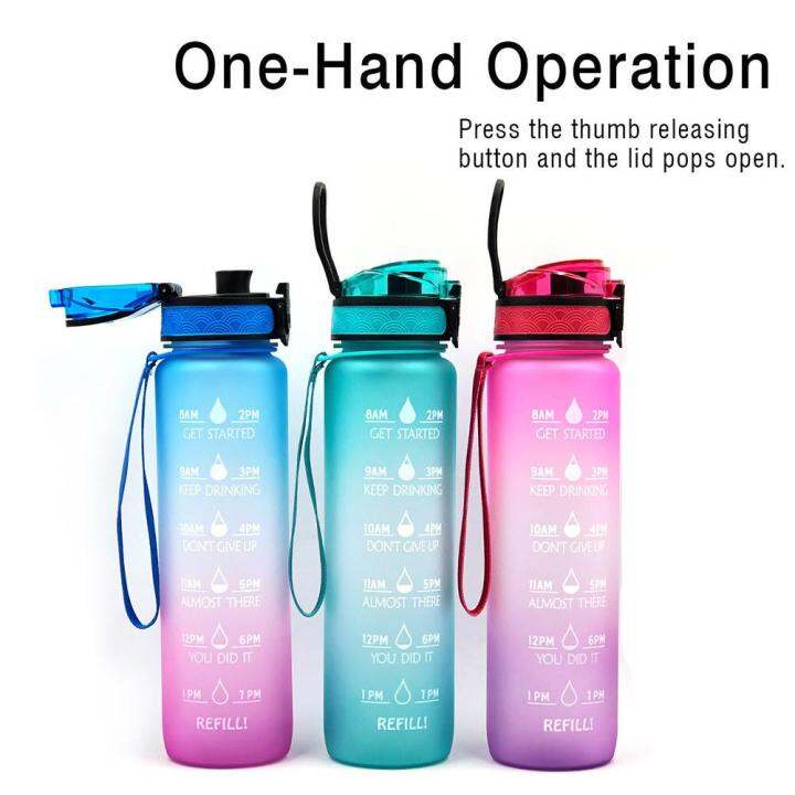 1l-tritan-material-water-bottle-with-bounce-cover-time-scale-reminder-frosted-leakproof-cup-for-outdoor-sports-fitness