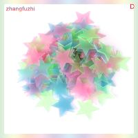 zhangfuzhi 100pcs 3D Stars GLOW ใน Dark Luminous Fluorescent Plastic Wall Sticker หน้าแรก