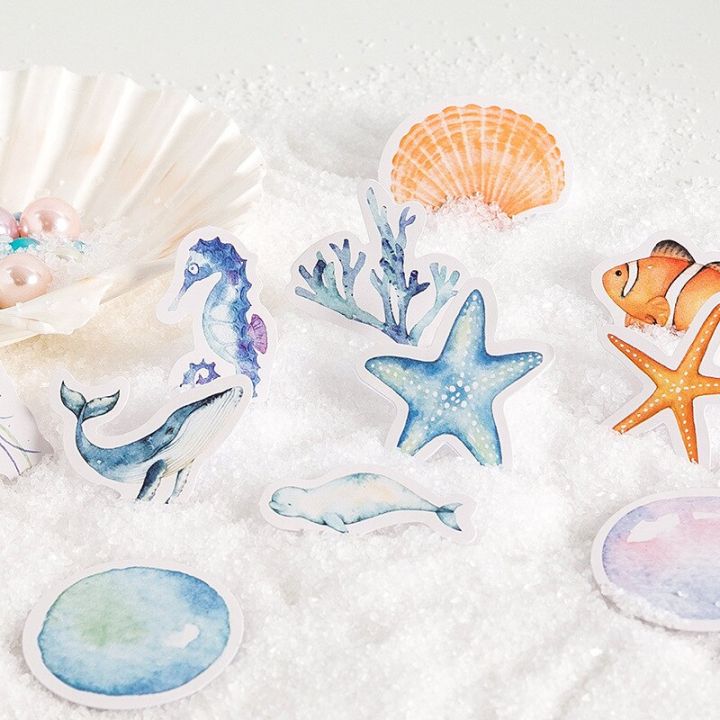46pcs-deep-sea-realm-decorative-boxed-stickers-cute-animals-scrapbooking-label-diary-stationery-album-phone-journal-planner-stickers-labels