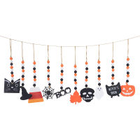 Xiu1Halloween ลูกปัดไม้ Garland ฟักทองฮาโลวีน Ghost ลูกปัดไม้เครื่องประดับเตาผิงแขวนเครื่องประดับ Halloween Home Decorationsc12-58