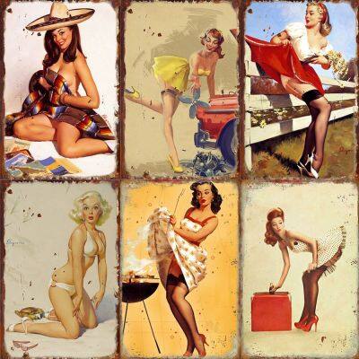 Sexy Beauties Retro Plaques Poster Metal Sign Poster Vintage Tin Plate Painting Decor Bar Store Pub Wall Art Stickers metal sign