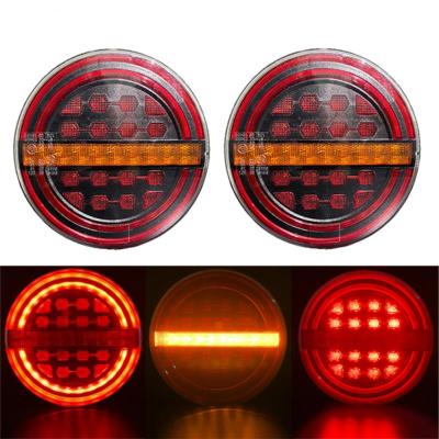 1Pcs 4" Round LED Trailer Light with Brake Light DRLFlowing IP67 Waterproof Turn Signal for Car Truck Ships Buses Vans SUV