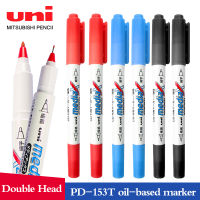 3 Pcs Uni PD-153T Double Head Oil Based Markers กันน้ำ Quick-Drying Outline ปากกาสำหรับพลาสติกโลหะเซรามิคภาพวาด Supplies