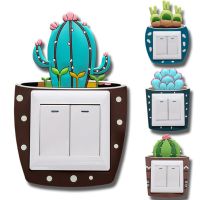 6pcs  Cartoon 3D stickers Cactus Fluorescent Wall Stickers On-off Switch Stickers Kids Luminous Light Switch Home Decorations1 Wall Stickers Decals