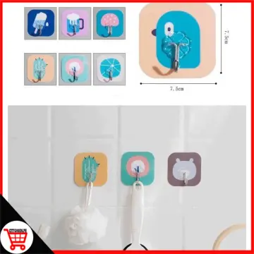 Animal Cartoon Hook Suction Cup Sucker Waterproof Adhesive Wall Hooks  Hangers For Kitchen Bathroom Gray 