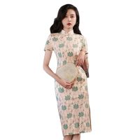 2022 Verão Composto Rendas Cheongsam Fada Saia R Melhorado Temperamento Cicpao Vintage Vestido Asiático Menina Jogem รุ่น