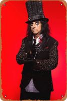 Alice Cooper ดาราร็อคคลาสสิกโปสเตอร์วงดาราและนักดนตรี12 "X 8" ดีบุกโลหะโบราณสัญลักษณ์