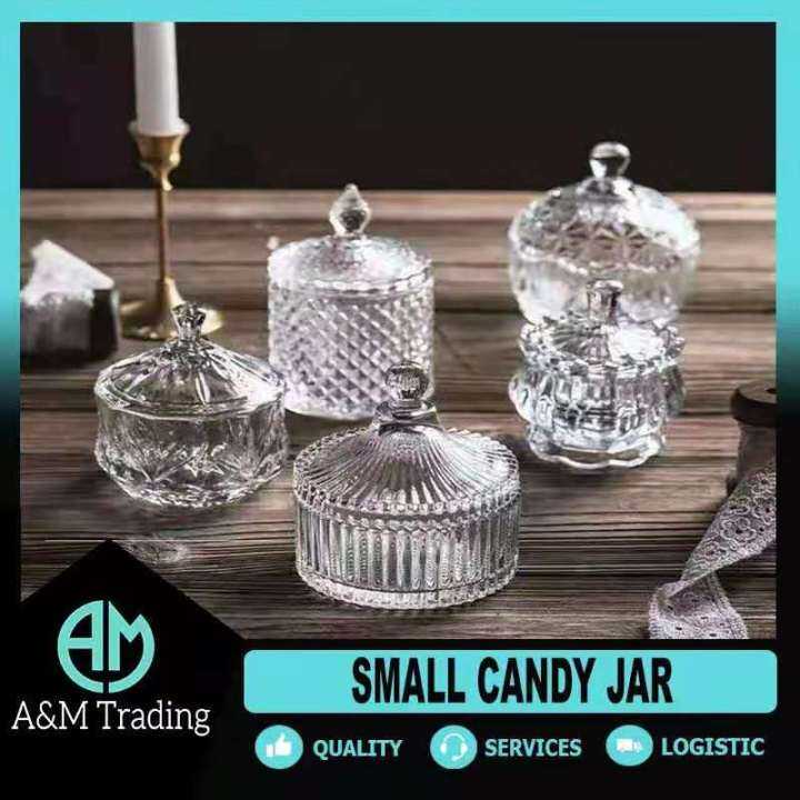 HOME DECORATION GLASS CANDY JAR JEWELRY BOX GLASSWARE TRANSPARENT