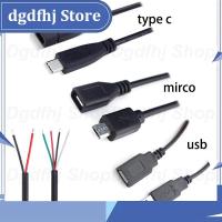 Dgdfhj Shop 1M USB Type A Male Female Type C Micro Connector 2Pin 4pin core Power Supply Cable Extension Adapter repair welding Wire DIY