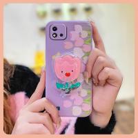 Rotatable stand cute Phone Case For OPPO Realme C20/C11 2021 Skin-friendly feel quicksand Liquid silicone shell Glitter