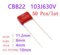 50ชิ้น/ล็อต CBB21 CBB 22 Film Capacitor 630V 103J 0.01UF 10NF Pitch 10Mm