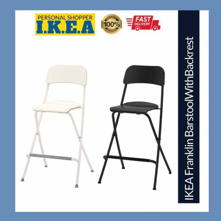 IKEA Franklin Barstool Bar Stool With Backrest Back Rest Wooden Steel