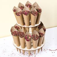 hotx【DT】 Wood Paper Wedding Cone Tray Rustic Decoration Cones Holder Support Weding Supplies