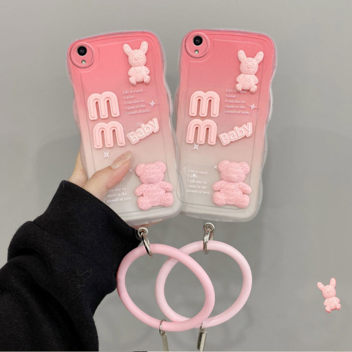 andyh-new-design-for-vivo-y1s-y91c-case-3d-cute-bear-solid-color-bracelet-fashion-premium-gradient-soft-phone-case-silicone-shockproof-casing-protective-back-cover