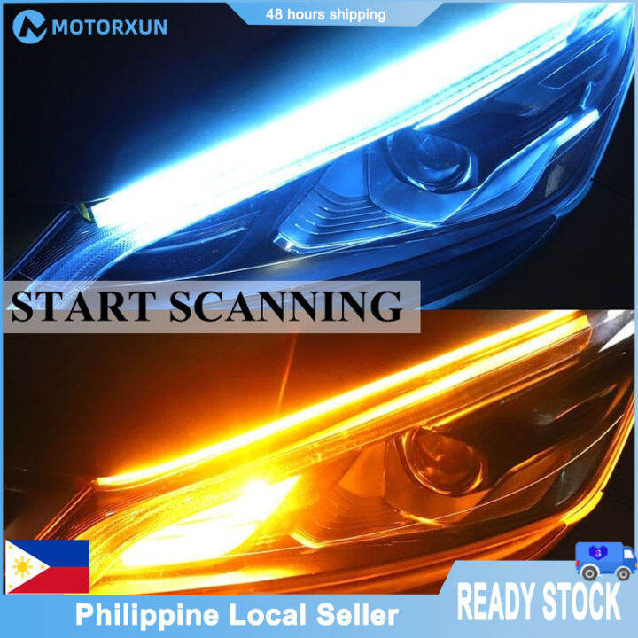 2pcs Led Car Daytime Running Light Strip Double Color DRL Flexible