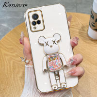 Kanavi เคสโทรศัพท์ปิดขอบผิวด้านแฟชั่นชุบผิวแบบตรงสำหรับ VIVO V21 4G V21 5G V21E 4G V23 5G V23 Pro V25 Pro V27 V27 Pro V27E หรูหราเคสโทรศัพท์ซิลิโคนนิ่มกันกระแทกเคสมือจับสำหรับโทรศัพท์มือถือหมีรุนแรง