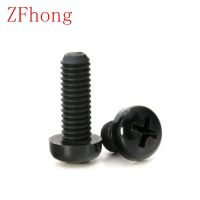 1000pcs wholsale M2 M2.5 M3 M4 M5 black Nylon Plastic insulation Phillips Cross Recessed round pan Head Screw