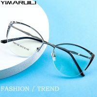 Yimaraili ใหม่ Ultra-Light แฟชั่น Blue Light Blocking แว่นตา R Cat Eye Optical Prescription ครึ่งกรอบแว่นตาผู้หญิง87198