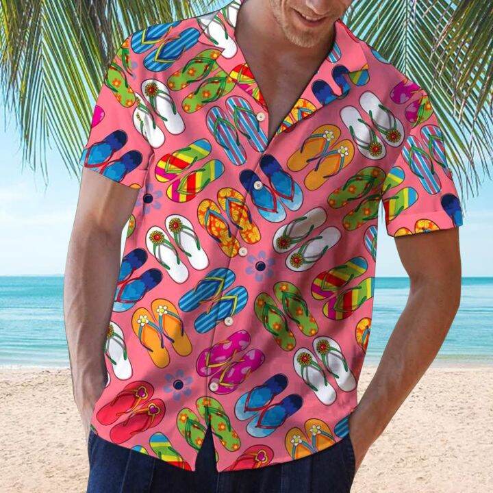 เสื้อเสื้อเชิ้ตแขนสั้นเสื้อเชิ้ตฮาวายแฟชั่นชายหาด-aloha-ไซส์ใหญ่ลำลองสำหรับผู้ชาย