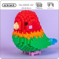 SC 8809-02 Animal World Green Parrot Fly Bird Parakeet Pet Doll DIY Mini Diamond Blocks Bricks Building Toy for Children no Box