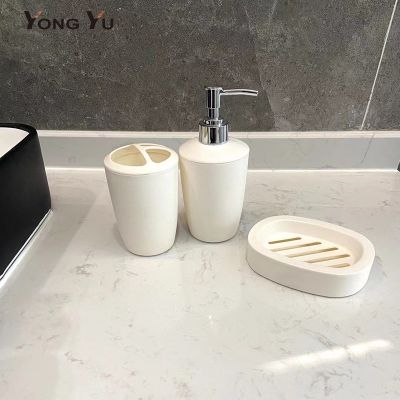 【jw】¤✟♚ Plástico Banheiro Acessórios Set Dispenser Toothbrush Holder Box 3pcs