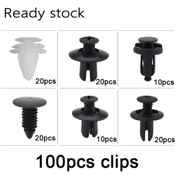 Car Bumper Clip Plastic Rivets, Universal 8mm 100pcs