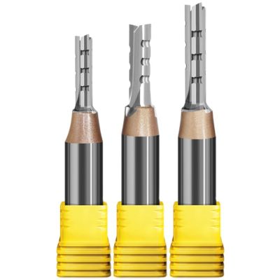 1pc 3 ขลุ่ย TCT ตรงตัด Chipboard ไม้แกะสลักสล็อต Trimming Router Bit Hard Tungsten Steel 1/2 Shank Endmill