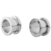 1 Pair Screw Fit Stainless steel Ear Plugs Rings Flesh Tunnels Piercing Jewelry Steel color, 12.5mm